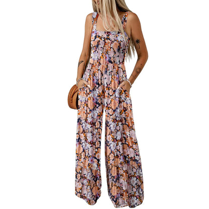 Summer Sexy Sling Jumpsuits Women'S Fashion Printed Loose Pencil Pants Casual Streetwear Elegant Party Female Spaghetti Rompers