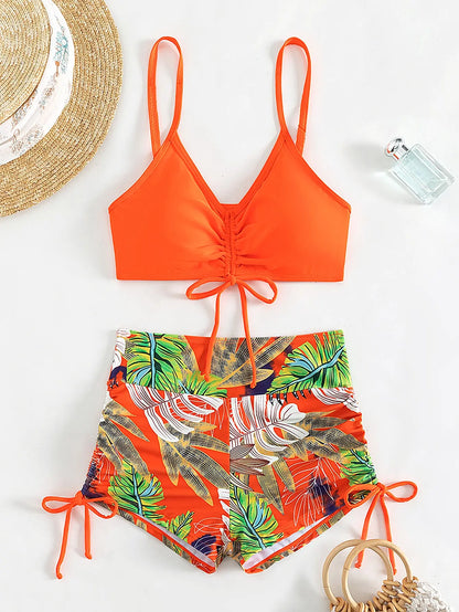 Drawstring Front Shorts Bikinis 2026 High Waist Swimsuit Women Swimwear Female Bathers Bathing Swimming Swim Suit Beachwear