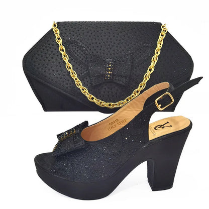 Newest Coming Pointed Toe Italian Design Italian Women Shoes Matching Bags in Silver Color for Wedding Nigerian Ladies Sandals