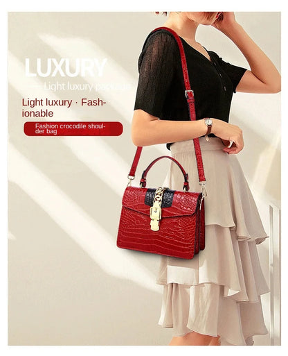 Luxury Fashion Brand Women's Handbags Genuine Leather Shoulder Crossbody Bag Crocodile Small Hard Square Portable Messenger Bags