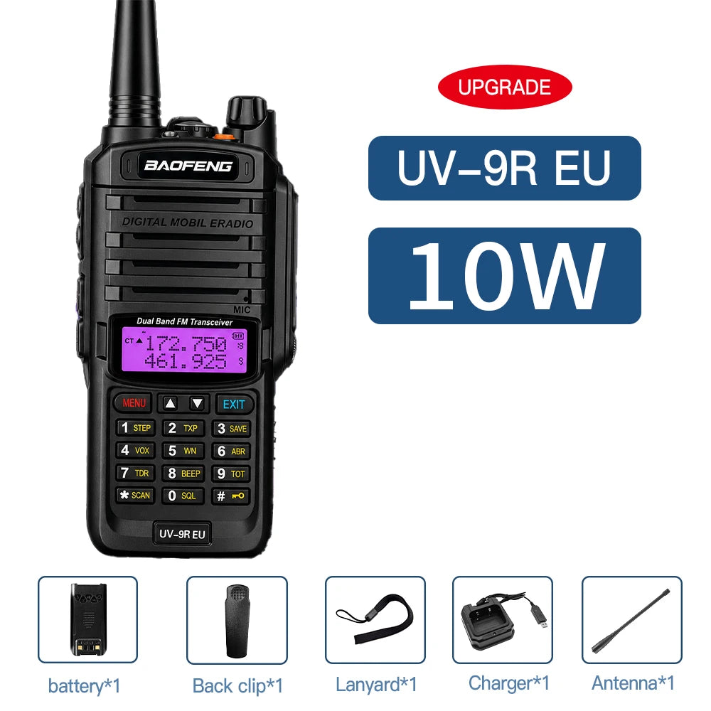 Baofeng UV-9R EU IP45 Waterproof Marine Walkie Talkie Dual Band VHF UHF Long Range Radio Fishing Boating Outdoor Adventure