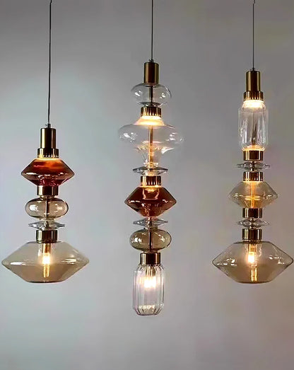 Creative Design Trendy Modern Glass Lamp Modern Home Decor Living Room Pendant Lights LED Foyer Hanging Lamp Long Table Lustre
