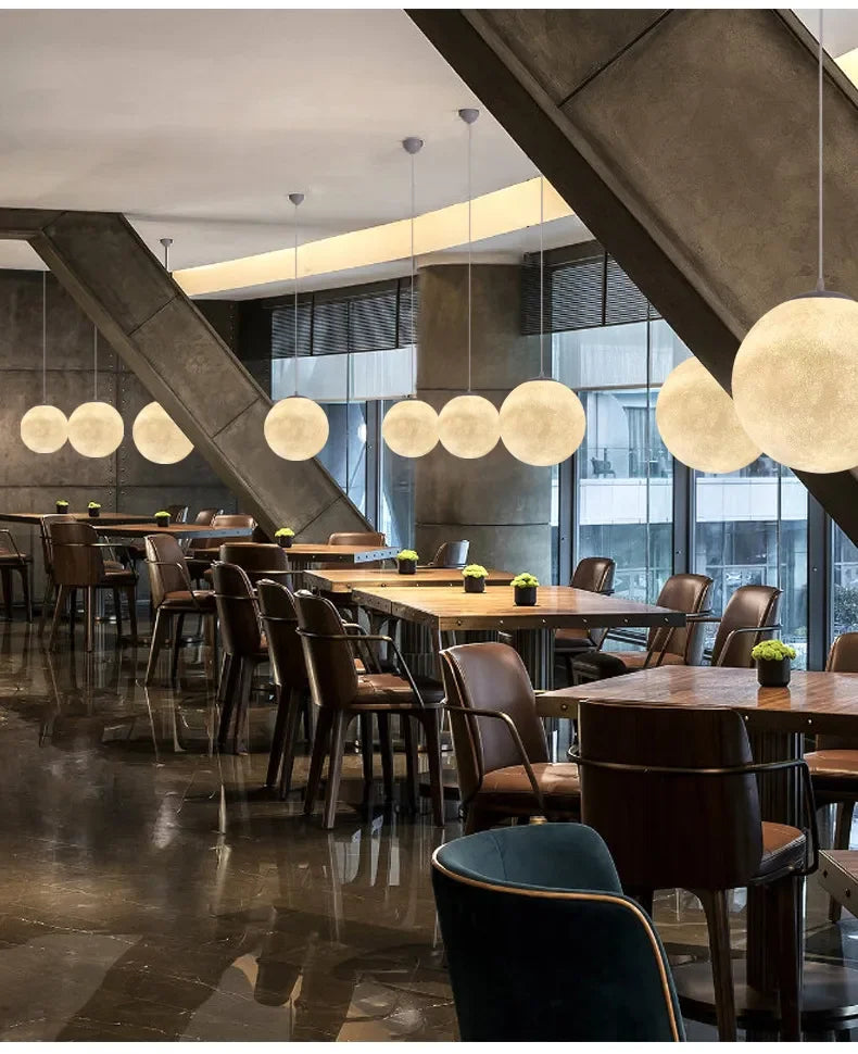 Nordic Moon Led Pendant Lights for Living Room Dining Bedroom Home Decorations Chandelier Cafe Restaurant Hanging Lamp Luminaire