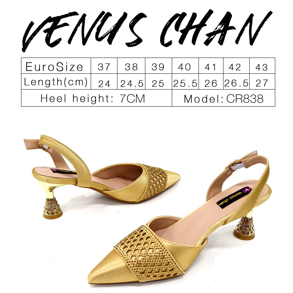 2025 New Elegant Nigerian Women’s Wine Colour Heeled Shoes and Rhinestone Handbag Set – Italian Design for Parties and Weddings