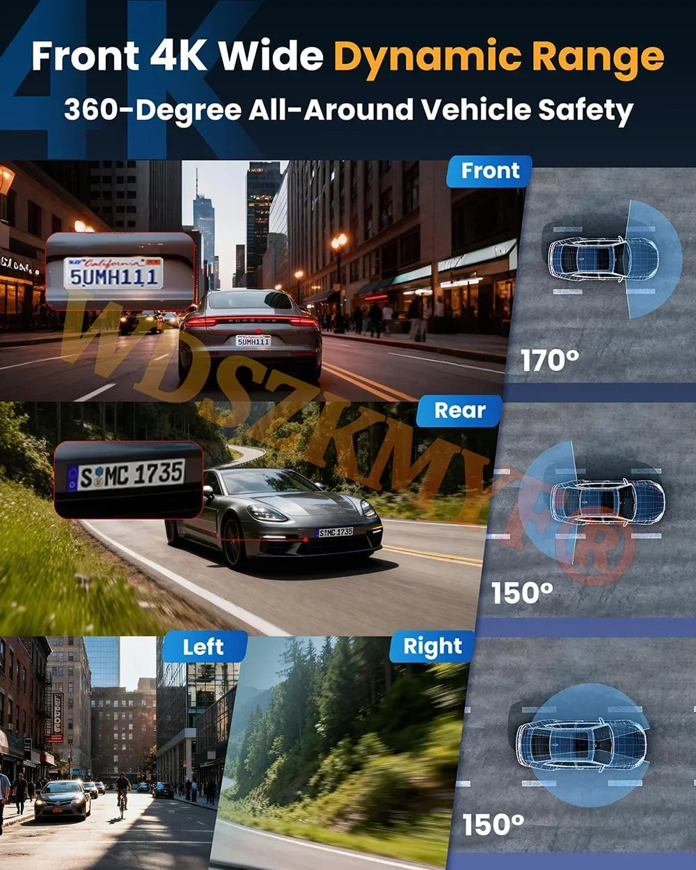 New 4K Car Camera 360° Quad Lens WIFI 1080P*4CH dashcam 24H Parking Monitor G-Sensor Night Vision Car Security Accessory