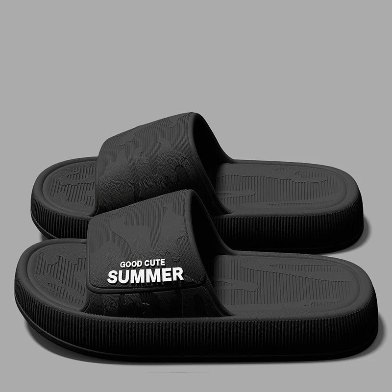 Men Summer Slippers Soft Sole EVA Sandals Non Slip Platform Soft Home Slides Outdoor Beach Shoes Unisex Bathroom Slippers