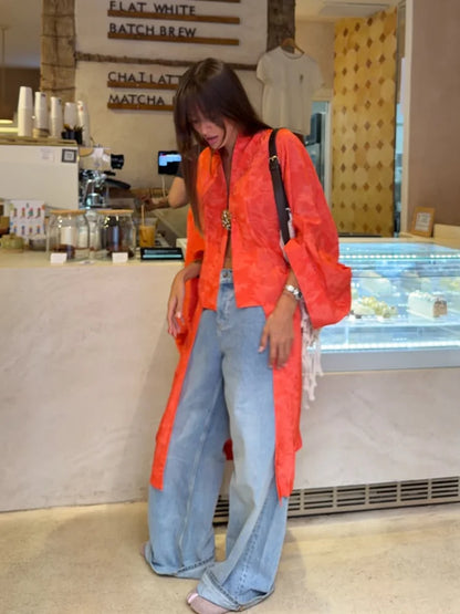 Jacquard Satin Fringe Three Piece Set Kimono Long Open Coat Wrap V Neck Top Fringe Trousers 2026 Summer Resort Lady Elegant Suit