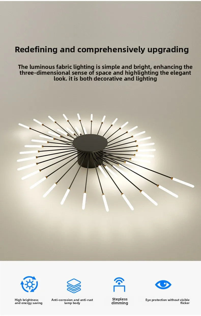 Minimalist LED Ceiling Lamp, Elegant Swirl Firework Design for Living Room, Bedroom, Dining Room