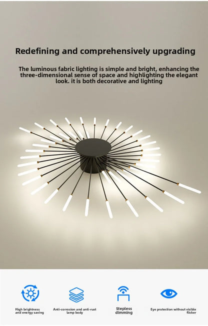 Minimalist LED Ceiling Lamp, Elegant Swirl Firework Design for Living Room, Bedroom, Dining Room