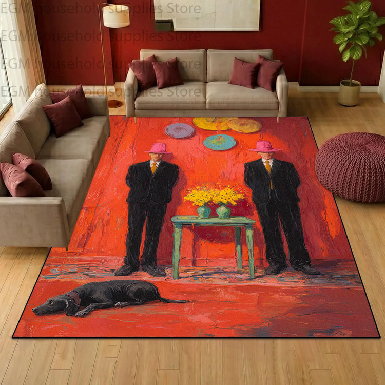Retro Pop Art Oil Painting Carpet for Living Room Bohemian Home Decor Large Area Rugs Non-slip Washable Bedroom Fluffy Floor Mat