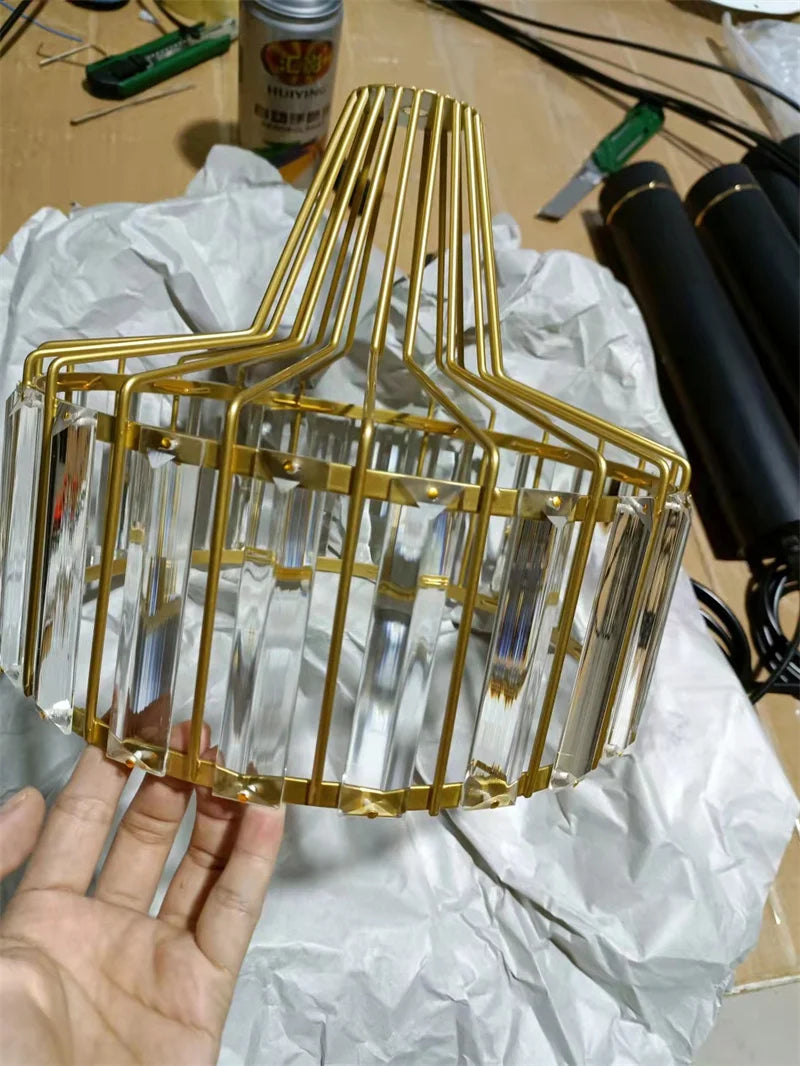 Crystal Pendant Lights Indoor Bedroom Ceiling Chandeliers Lamps Nordic Loft Loby Hanging Light Fixture Hotel Hall Decor Led Lamp