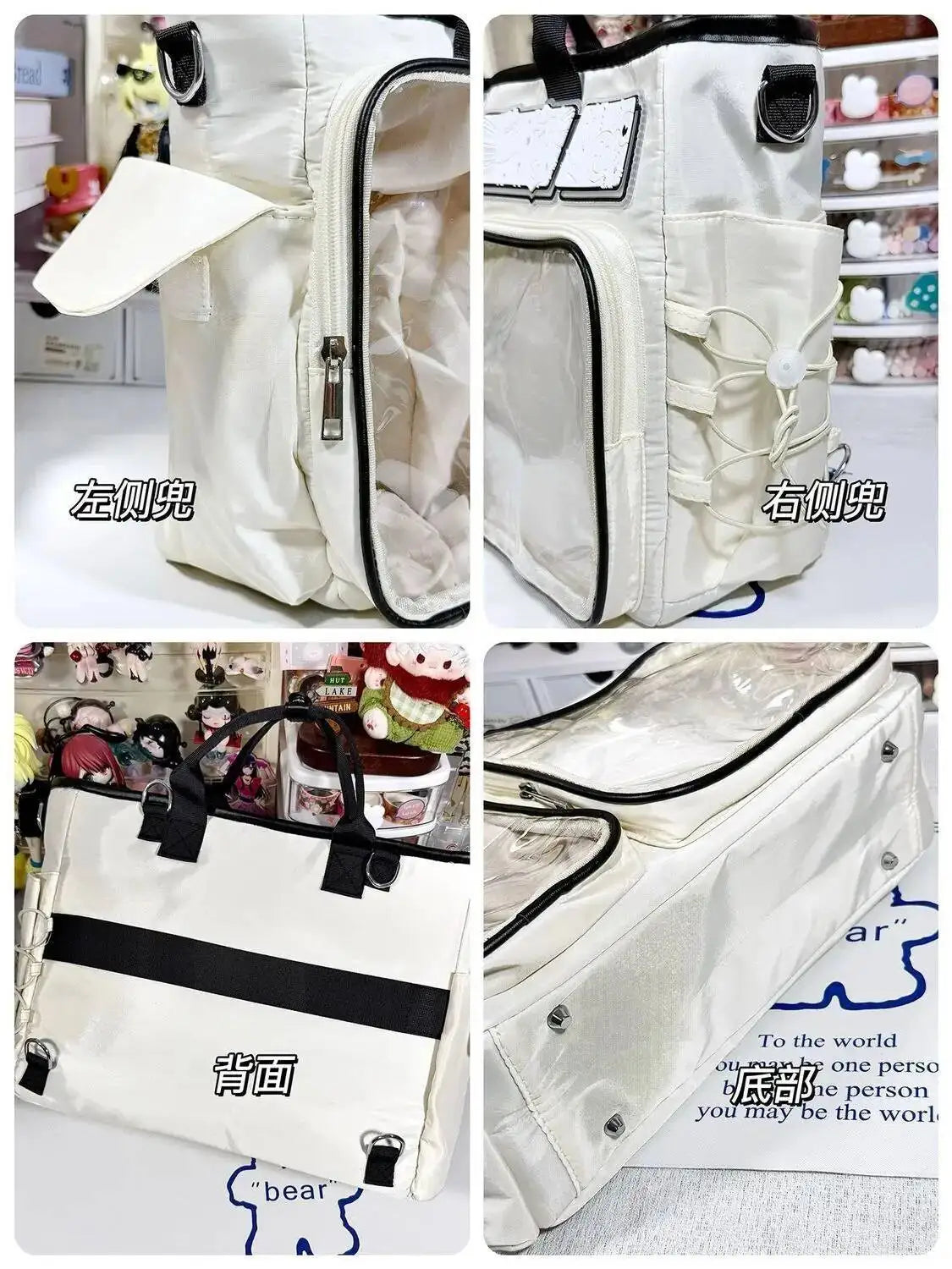 New Y2K Cute Ita Shoulder Bag Large Capacity Backpacks Lolita Girl Transparent Cosplay Handbags DIY Badge Display Crossbody Bags