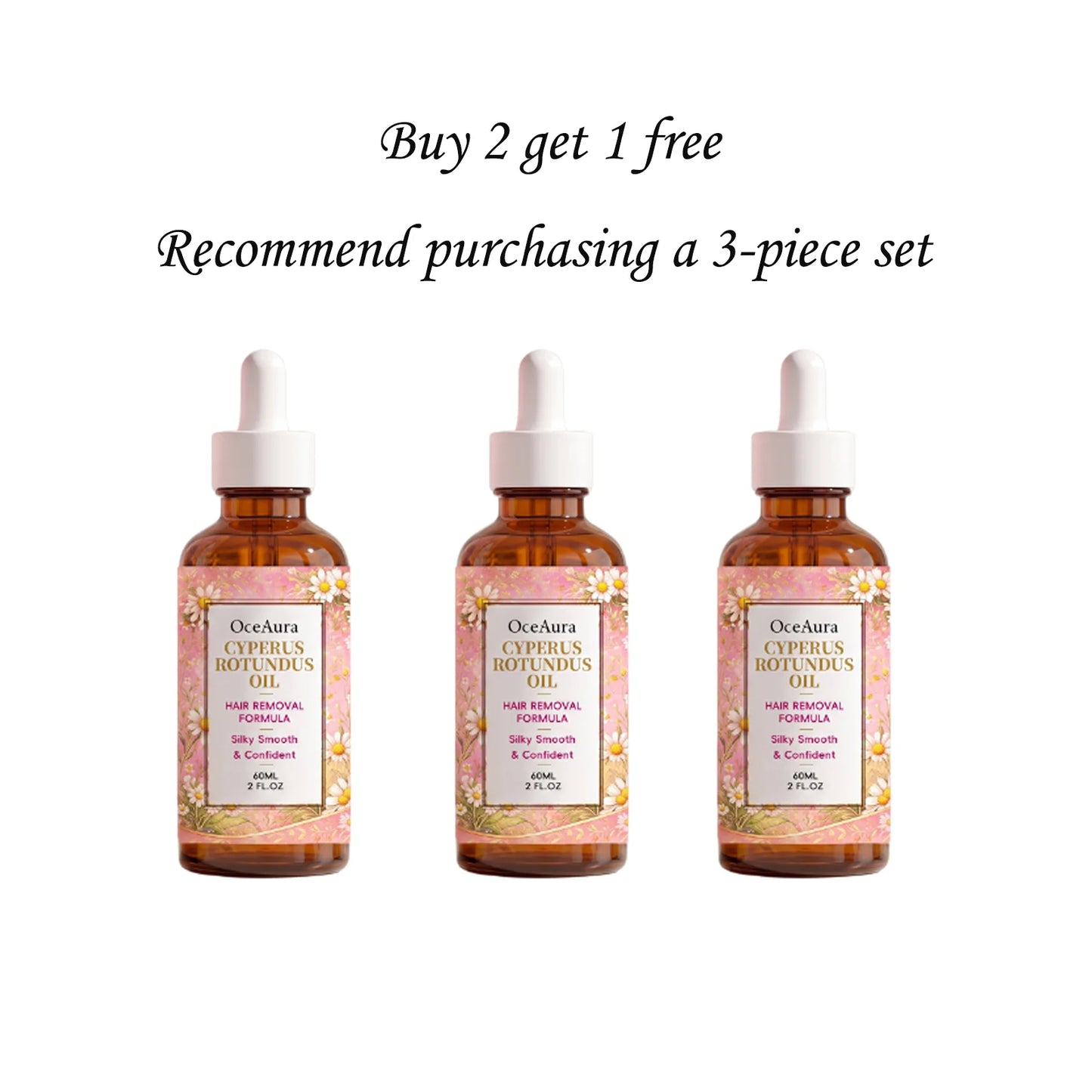 OceAura Cyperus Rotundus Hair Removal Oil Lightweight Non Greasy Gentle Soothing Moisturizing Silky Smooth Hair Reduction Oil