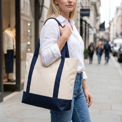 1/3/6PCS Heavy Duty Canvas Tote Bag with Front Pocket Blank DIY Reusable Grocery Shoulder Bag for Women Office School Beach