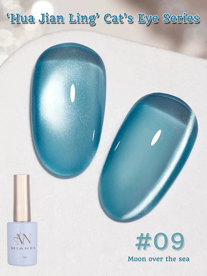 MIANEL 12ML Hit Product Gold Amber Cat Eye Gel Nail Polish 2026 New Blue Glass Beads Cat Eye Gel Nail Green Nails 1-21pcs