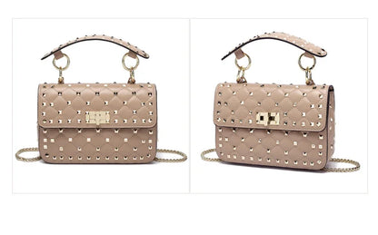2026 New Fashion Women Sheepskin Leather Rivet Handbags Chain Bag Designer Shoulder Bags Luxury Woman Messenger Bags