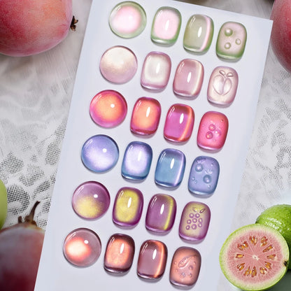 7.5ML Summer Fruit Series Cat Magnetic Gel Nail Polish Green Purple Pink Cat Eye Gel Soak Off UV Nail Art Varnish For Manicure