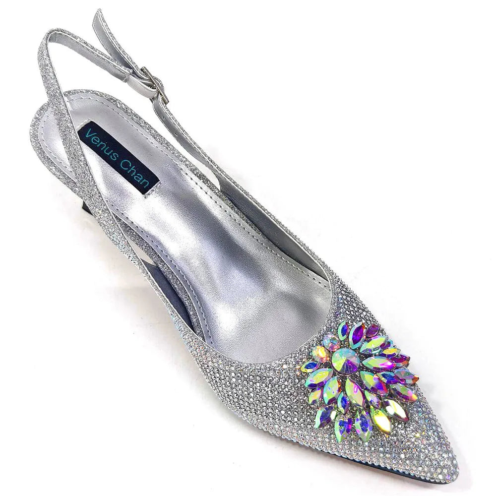 Italian Design Rhinestone-encrusted Ladies Party Shoes And Special Bag Women High Heels Wedding Dual Purpose Bag