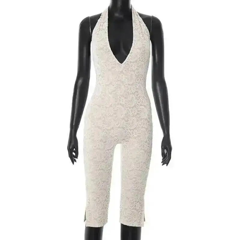 Avrilyaan Lace Seven-Point Long Pants Bodycon Sexy Party Deep V Playsuits Women Rompers Womens Jumpsuit 2025 Summer Overalls