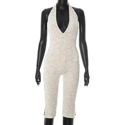 Avrilyaan Lace Seven-Point Long Pants Bodycon Sexy Party Deep V Playsuits Women Rompers Womens Jumpsuit 2025 Summer Overalls