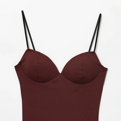 HXAO Woman Tops Corset Crop Top Women Sleeveless Black Brown Top With Straps Camisole Bodycon Backless Sexy Tops Bustier