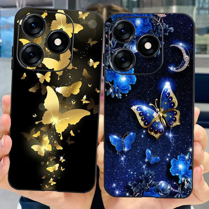 Phone Case For Tecno Spark 10 10C 2023 Fashion Flower Cat Butterfly Soft Silicone TPU Cases For Tecno Spark10 Spark10c KI5q KI5k