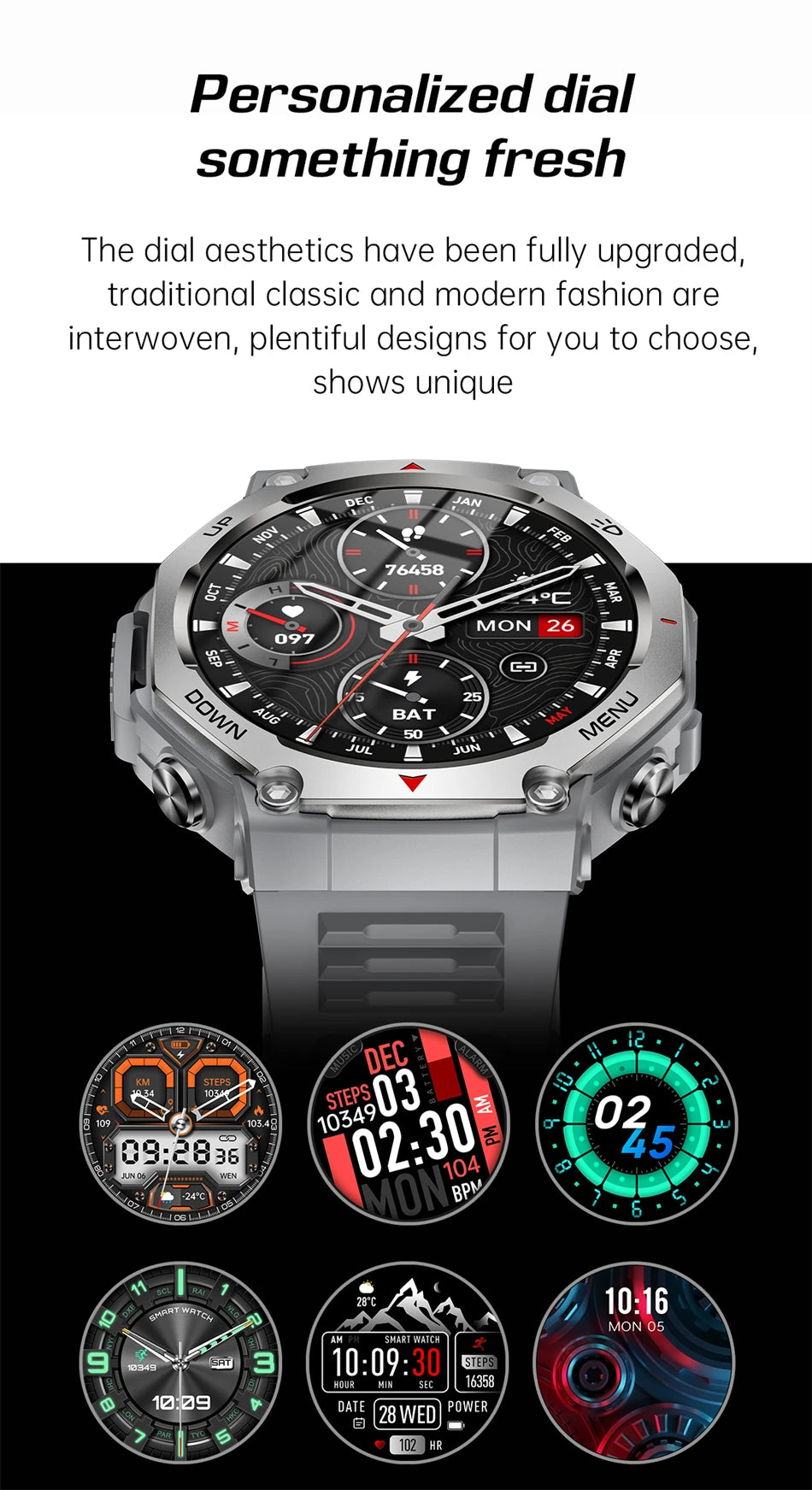 2026 New Military Active Edge Smart Watch Men 10ATM Waterproof GPS Motion Track 100+Sport Modes Heart Rate HD BT Call Smartwatch