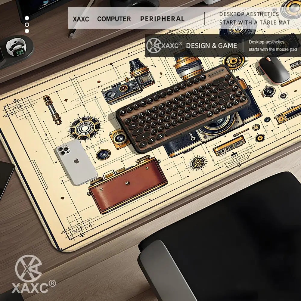 Camera Disassembly diagram Mouse Pad Large Computer Office Game Table Mats Rubber Anti-slip Gaming Keyboard Long Desk Pads XAXC