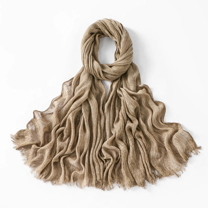 Fashion Crinkle Cotton Royan Hijab Scarf for Muslim Women Islamic Long Soft Shawls Wraps Short Tassel Bufanda Accessories