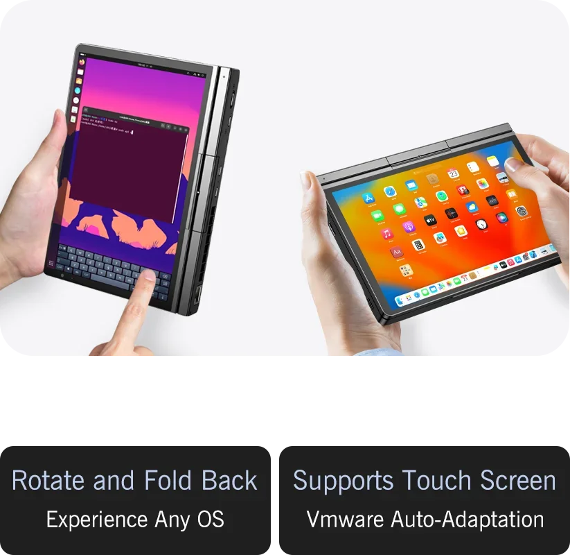 GPD Pocket4 2 in 1 Laptop Tablet 8.8 Inch 144Hz AMD AI 9 HX370 8840U 64GB 2TB NVMe Portable Palm Size Mini PC