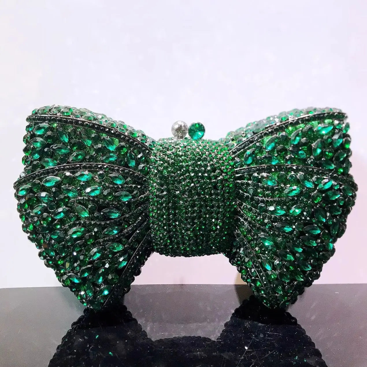 Newest Rhinestone Green/Black Clutch Purse Bow Luxury Diamond Women Red Evening Clutches Bags Wedding Bridal Bag Stones Handbags