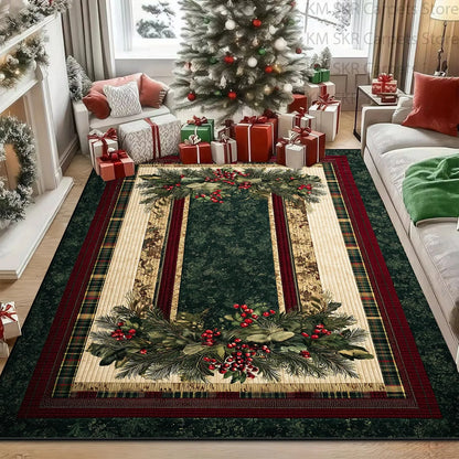 Classic Green Christmas Home Decor Carpet Antiskid Washable Large Rugs for Living Room Soft Fluffy Bedroom Gift Area Big Carpets