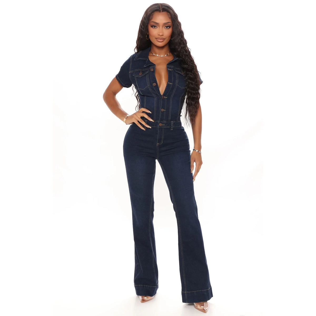 Demin Overalls Women Jumpsuits Mom Jeans One Piece Long Pants Y2k High Waist Single Breasted Rompers Streetwear Party Club Work