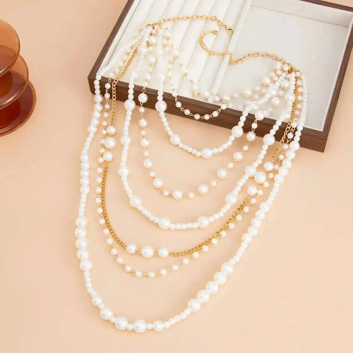 KunJoe Luxury Multilayer Imitation Pearl Long Tassel Necklace for Women Bridal Elegant Pendant Sweater Chain Wedding Jewelry New