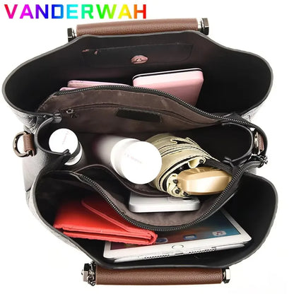Genuine Soft Pu Leather Handbags for Women Vintage Shoulder Tote Bag Luxury Designer Ladies Large Capacity Purse Bags Sac A Main
