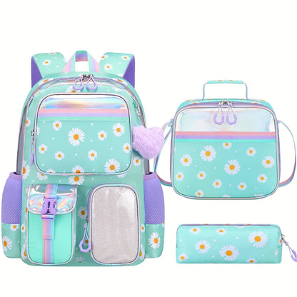 Cute Student Backpack 3pcs/set Primary Schoolbag Rabbits and Quicksand Kawaii Student Backpack Teenage Girls Handbag Rucksack