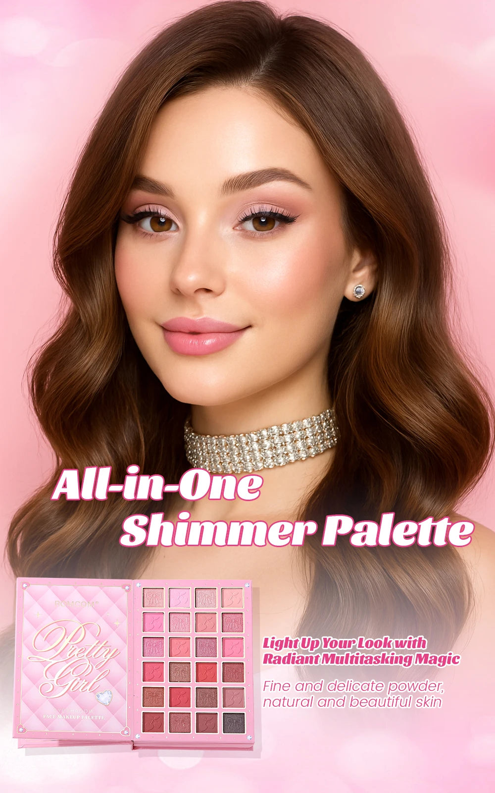 All-in-One 5-Page Makeup Magic Book: Full Kit with Multi-Shade Eyeshadow, Blush, Highlighter, Contour & Glossy Lip Gloss