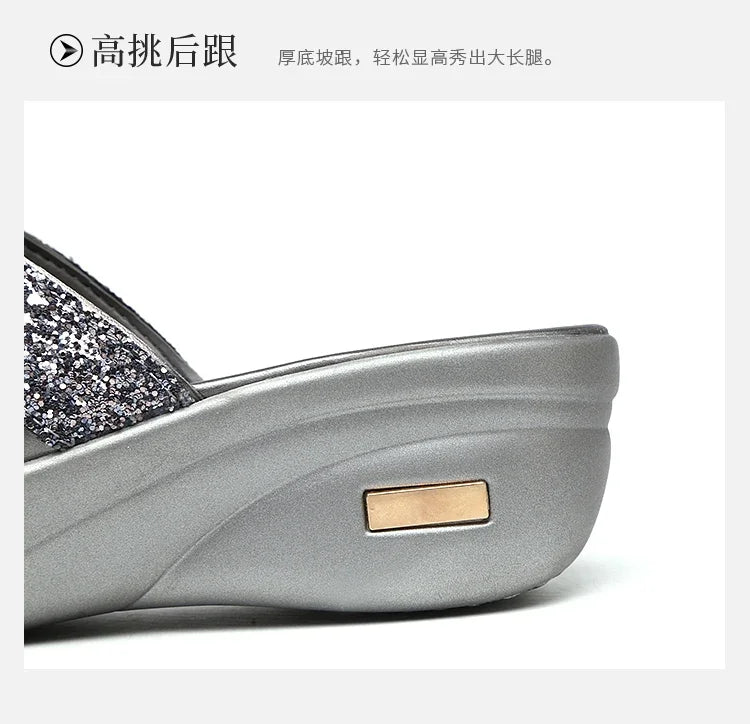 2024 Summer Women's Open Toe Casual Slippers Women Fashion Platform High Heel Female Slides Shoes Comfortable Wedge Sandals