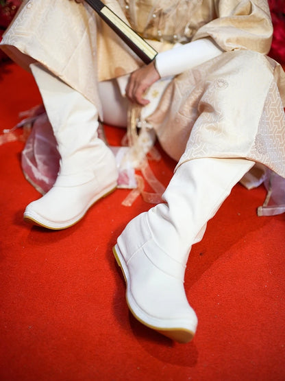 Fulujiacos Hanfu boots men's and women's boots Song Dynasty upturned mid top boots