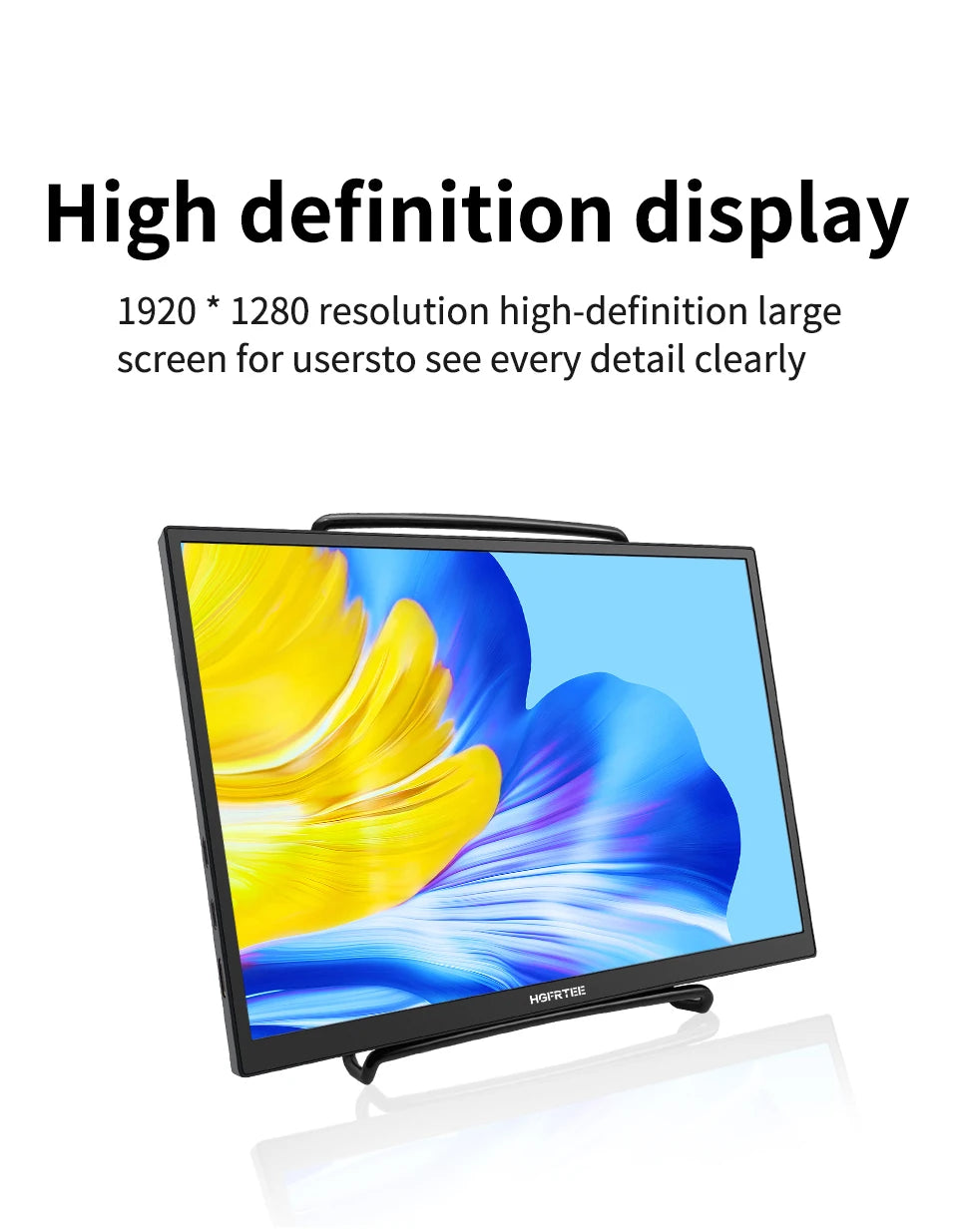 HGFRTEE 10.5 inch Portable Monitor 420Cd/m ² FHD 1280P 100% SRGB Laptop Second Screen For Mac Xbox PS4/5 Switch
