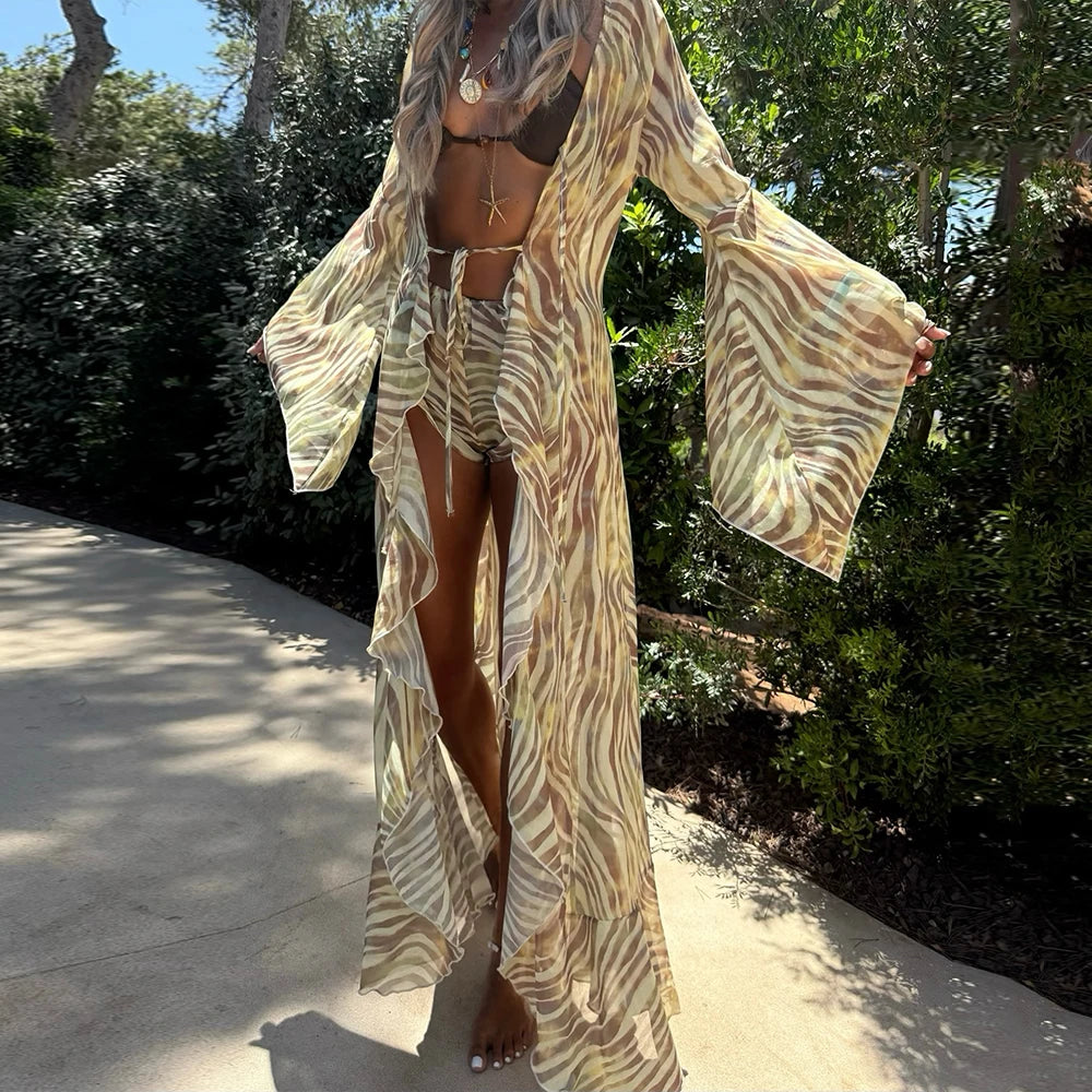 Zebra print 3 Pieces Micro Bikini 2026 Sexy Swimsuit Women Swimwear Biquini Female Bodysuit Bathing Suits Cover Up Long Skirt