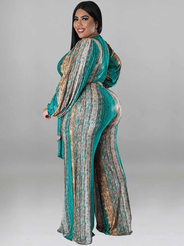 One Piece Outfit Women Jumpsuit 4xl Elegant Woman Jumpsuits V Neck Sexy Trousers Female Clothes Full-length Jumpsuit Plus Size