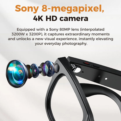 M02 Smart Sunglasses AI Translation 100+ Languages 8MP Camera Bluetooth Music Call Smart Glasses with Charging Box