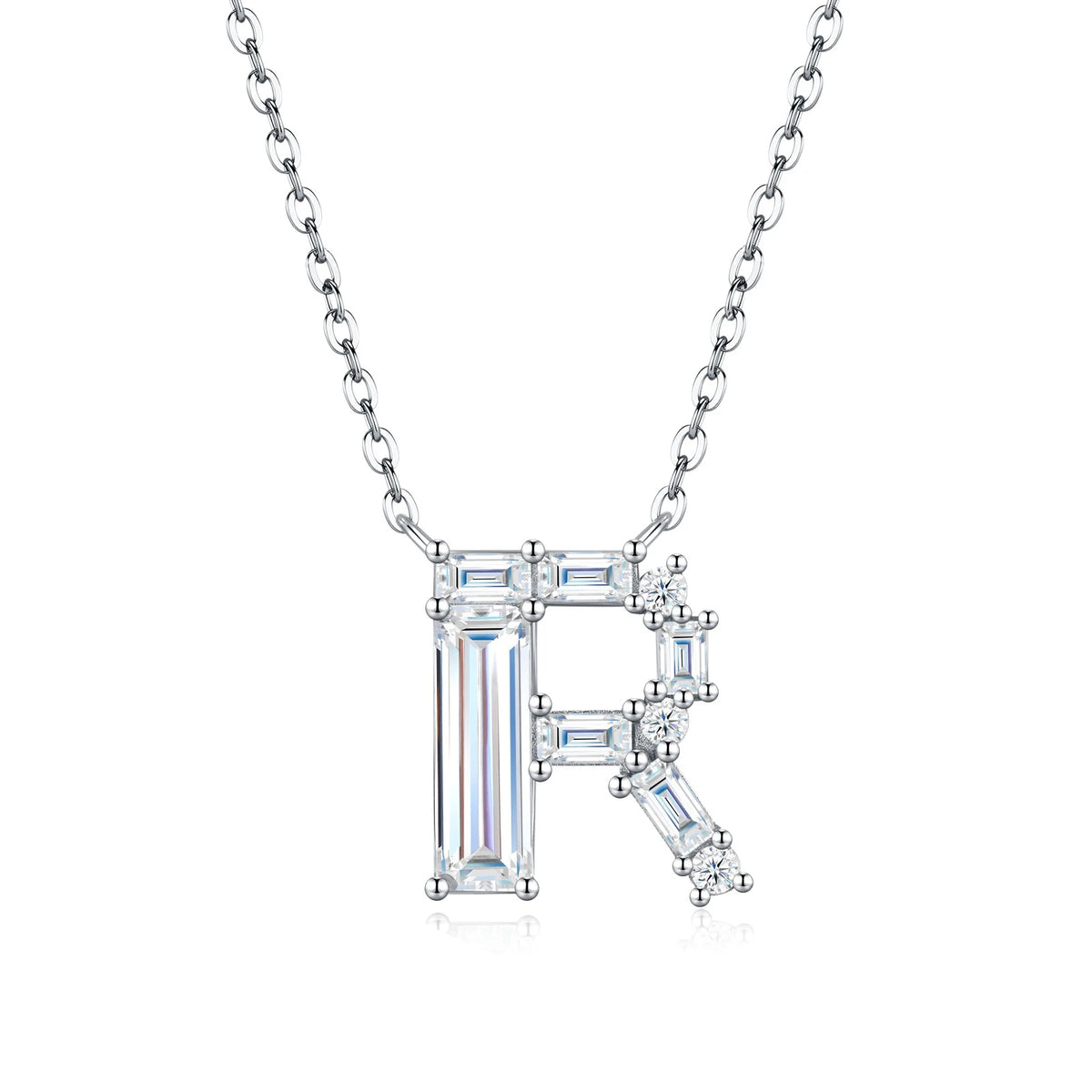 PureNew 26 Letter A-Z 4x12mm Moissanite Necklace For Women S925 Silver D Color 18k Plated Sparking Women's Moissanite Chain