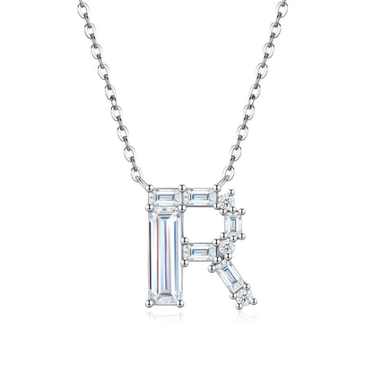 PureNew 26 Letter A-Z 4x12mm Moissanite Necklace For Women S925 Silver D Color 18k Plated Sparking Women's Moissanite Chain