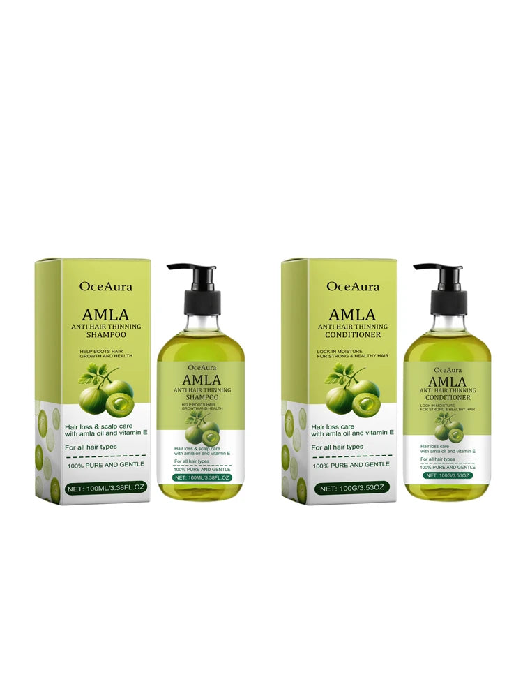 Amla Oil Shampoo Anti Loss Strengthen Root Repair Damaged Hair Anti-Breakage Conditioner Reduce Split Ends Nourishing Hair Mask
