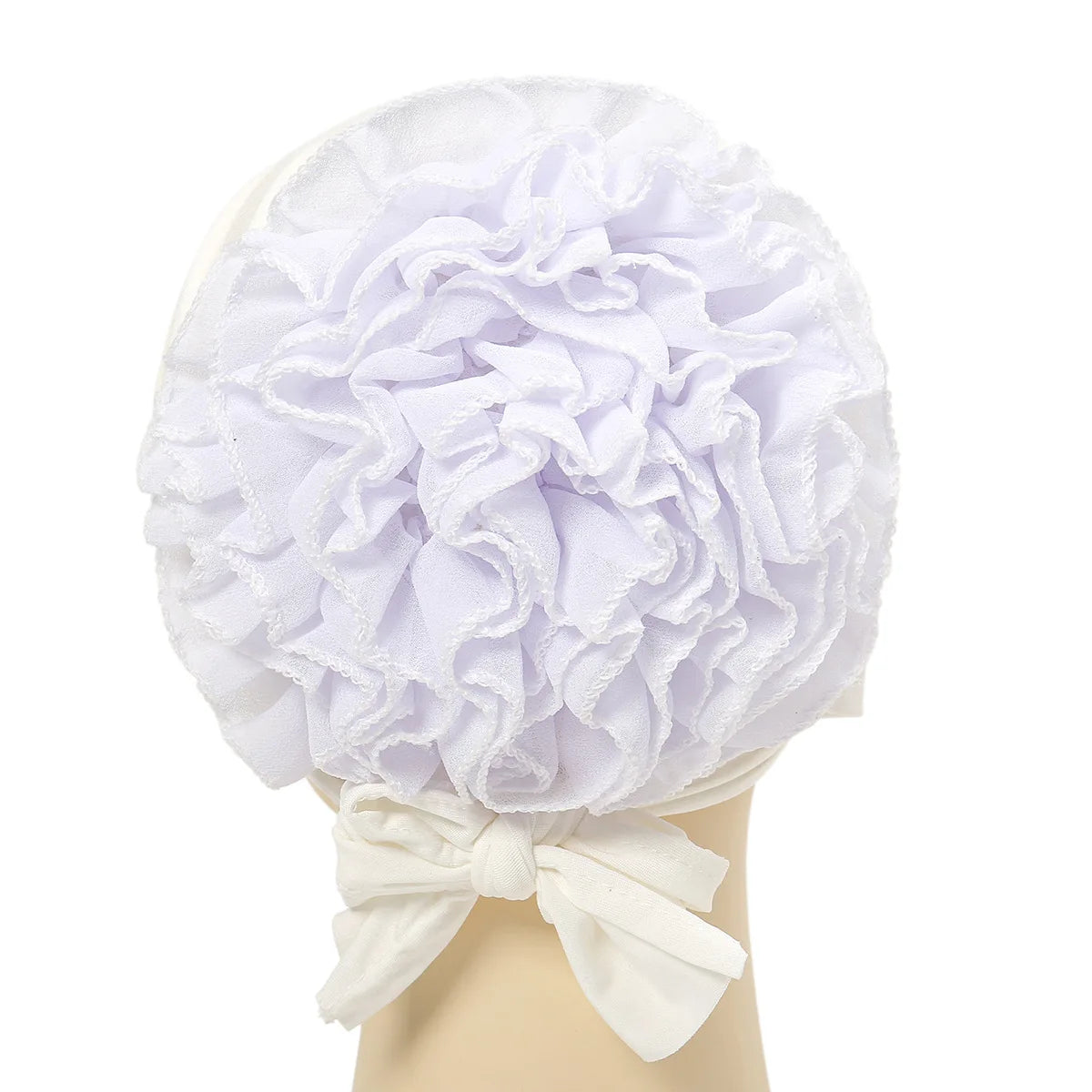 Fashionable Women's Hijabs Solid Color Hijab Turban Caps Chiffon Flower Decor Headwear Islamic Head Wrap Head Scarf Cap