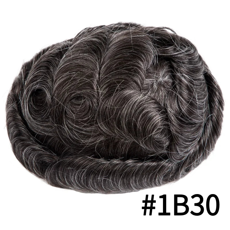Full Lace Hair System Men Wig With Realistic Hairline Toupee For Men Breathable Male Hair Prosthesis 100% Human Hair Wig For Man