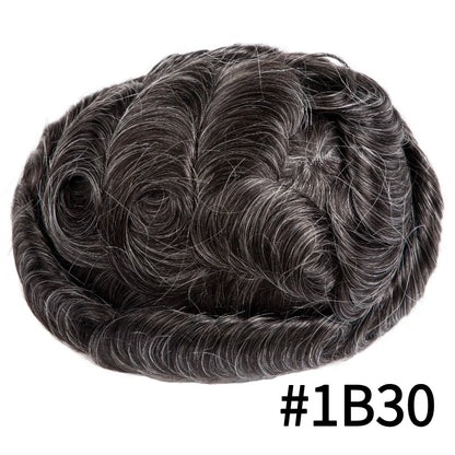 Full Lace Hair System Men Wig With Realistic Hairline Toupee For Men Breathable Male Hair Prosthesis 100% Human Hair Wig For Man