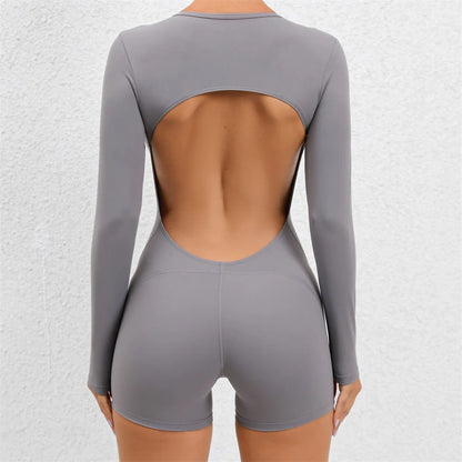 2024 Nylon Women Jumpsuit Long Sleeve Yoga Set Backless One-piece Bodysuit Fitness Gym Workout Rompers Exercise Outfit Suits